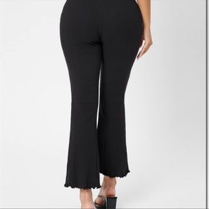 NEW! SHEIN black lettuce edge flared bell bottom pants XS
